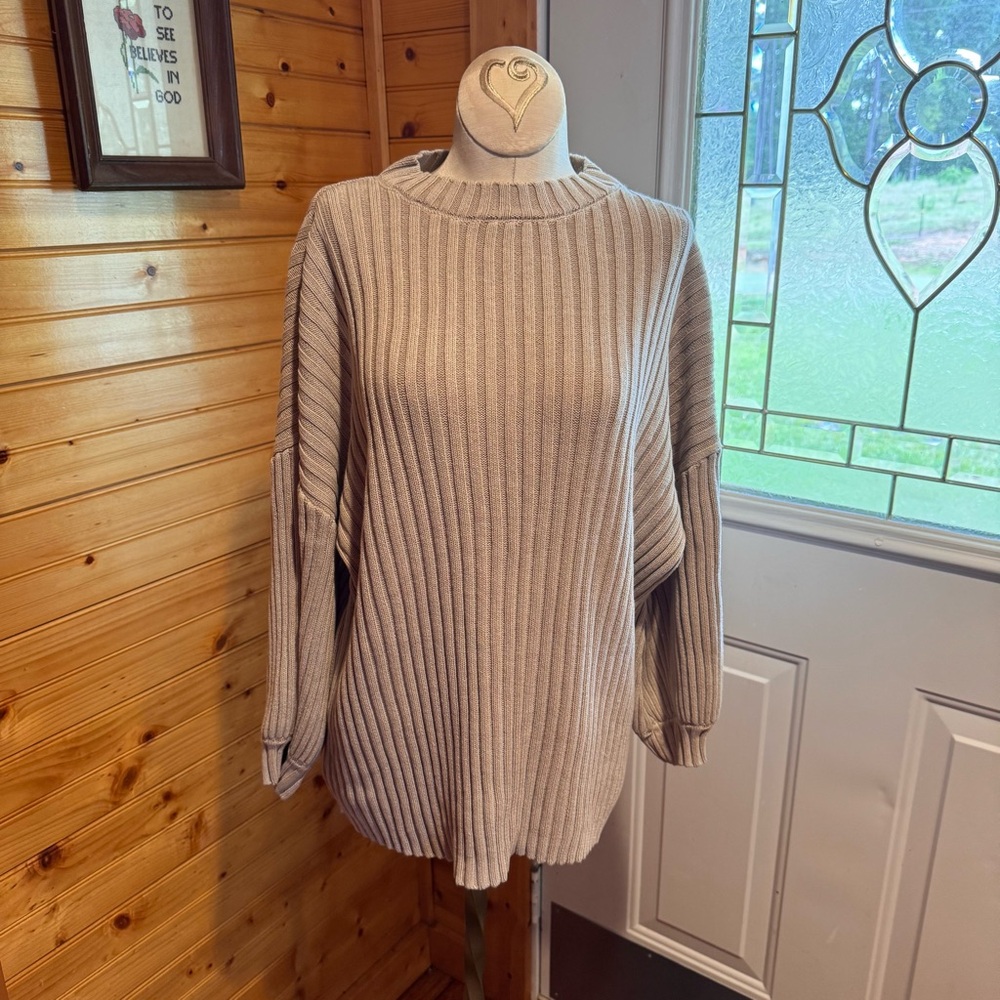 Mazik Ribbed Knit Sweater - Beige
